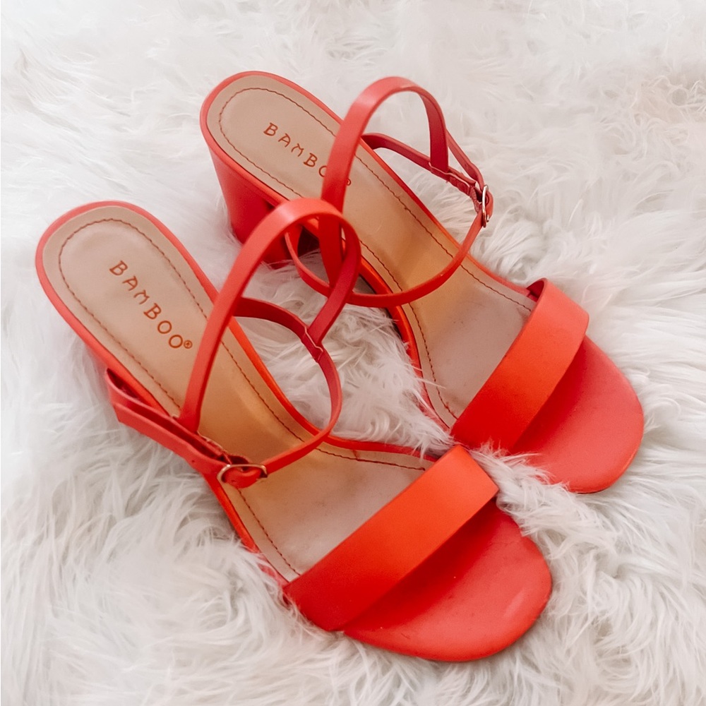 Coral block heeled sandals